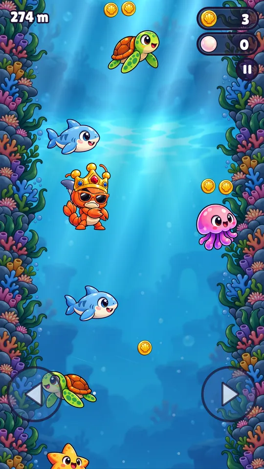 Scampi bouncing through the coral reef