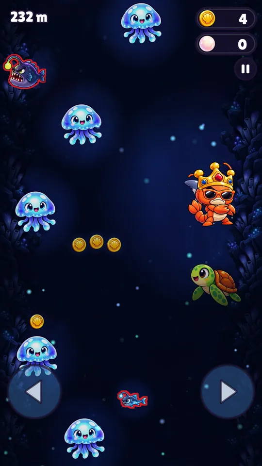 The dark deep sea with glowing animals